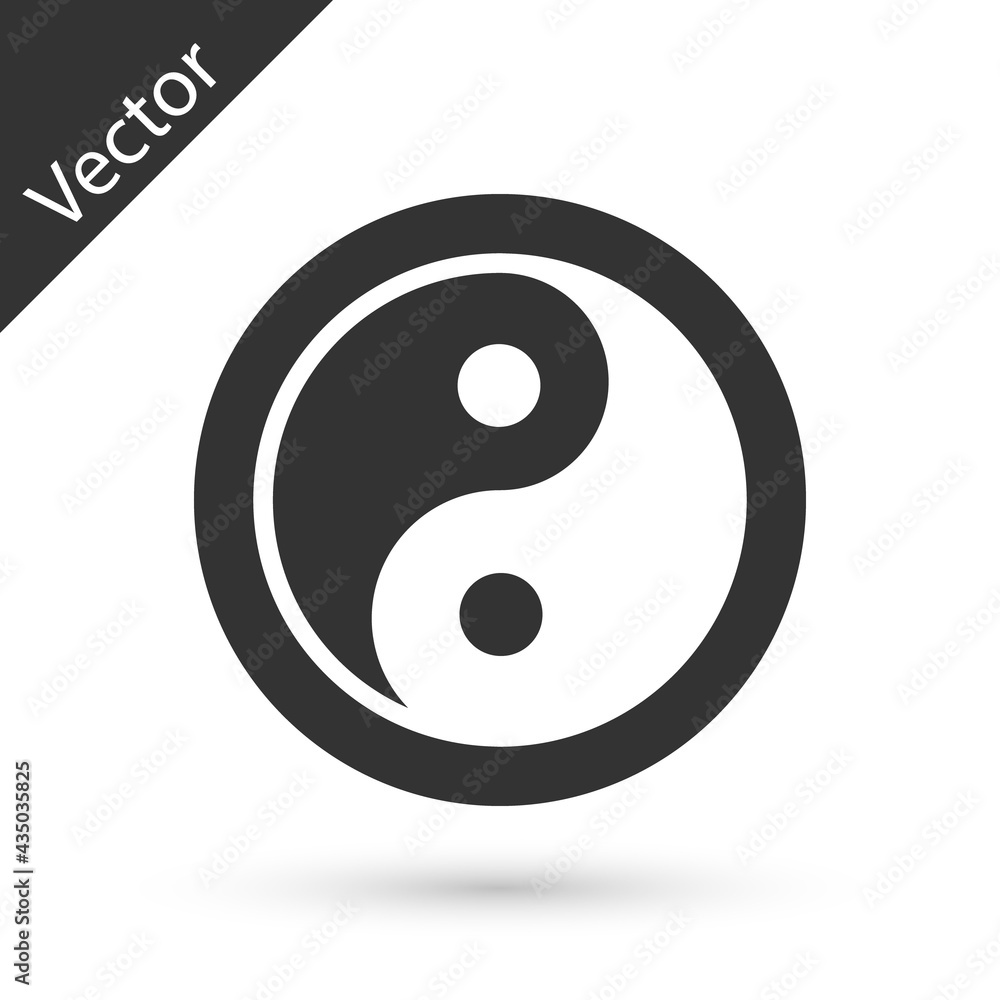 Grey Yin Yang symbol of harmony and balance icon isolated on white ...