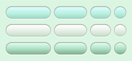 Fototapete - Buttons green isolated, interesting navigation panel for website with soft pastel colors, editable vector illustration.
