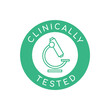 Clinically tested icon. Microscope in a green circle. Green clinically tested sign or logo. Medically approved product. Safe for use certificate stamp or badge. Vector illustration, flat, clip art.
