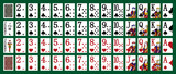 Fototapeta  - French poker set with isolated cards on green background - Poker playing cards - Miniature playing cards for mobile applications