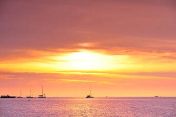 Wall Mural - Sunset on the beach at Lipe Island , Satun Thailand