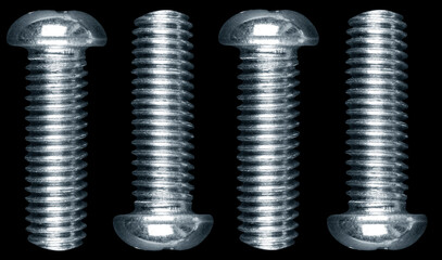 Wall Mural - Macro shot metal bolt isolated on black background. Chromed screw bolt isolated. Steel bolt isolated. Nuts and bolts. Tools for work.