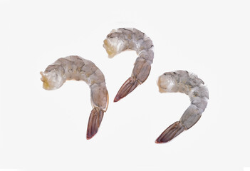 Wall Mural - Raw prawns isolated on white background