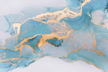  Abstract liquid ink painting background in pastel colors with gold splashes