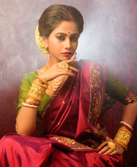 DRAMATIC PORTRAIT OF BENGALI BRIDE