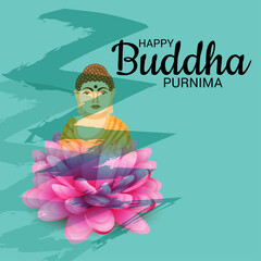 Wall Mural - Vector illustration of a Background for Happy Buddha Purnima.