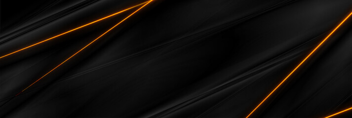 Poster - Black smooth abstract background with neon glowing orange lines. Vector futuristic banner design
