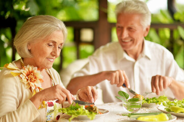 Sticker - Happy Senior couple having diner