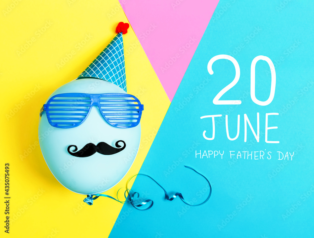 Father's Day message with party balloon - obrazy, fototapety, plakaty 