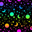 © VictoriaBat - rainbow bright neon pattern with moon and stars
