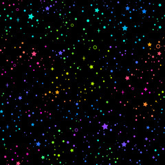 Wall Mural - seamless background with bright rainbow stars