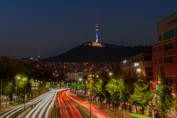 08-June-2019 traffic at itaewon Seoul city and Seoul tower in south korea.