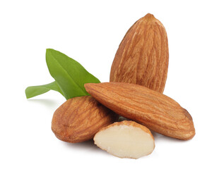 Wall Mural - Almond nut isolated on white background