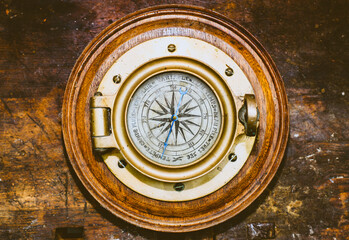 vintage barometer on wood