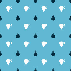 Sticker - Set Bomb ready to explode and Cowboy bandana on seamless pattern. Vector