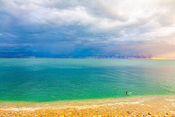 Wall Mural - Thunderstorm over the Dead Sea