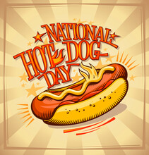 National Hot Dog Day Poster Design