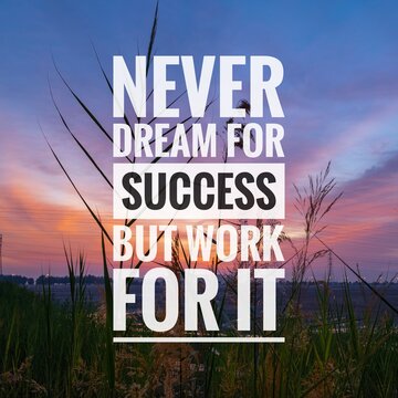Wall Mural - Motivational and inspirational quotes - Never dream for success but work for it