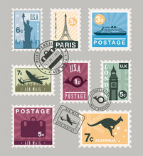 Eleven Postage Stamps