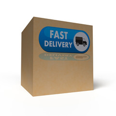 Wall Mural - Big cardboard box on white background. 3D rendering