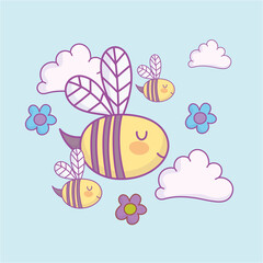 Sticker - flying bees cute