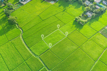 Wall Mural - land plot in aerial view. gps registration survey of property, real estate for map with location, ar