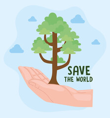 Wall Mural - Save the world card