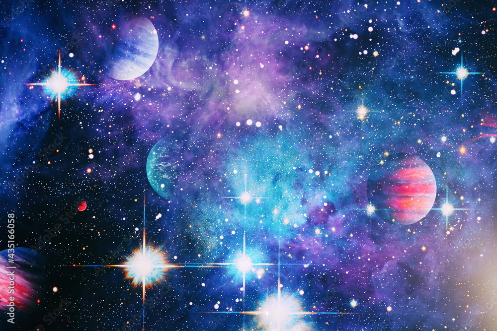 High quality space background. explosion supernova. Bright Star Nebula. Distant galaxy. Abstract image. Elements of this image furnished by NASA - obrazy, fototapety, plakaty 