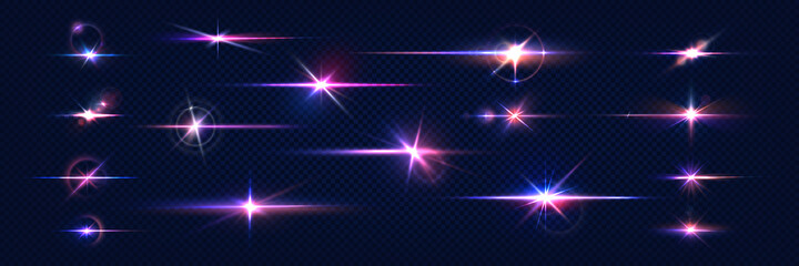 Wall Mural - sparkle light. lens flares. realistic shine effect. glowing stars and camera flashes. glittering ele