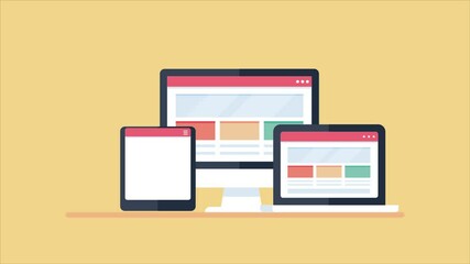 responsive web design - website appearing on different devices - desktop, laptop, tablet and mobile.