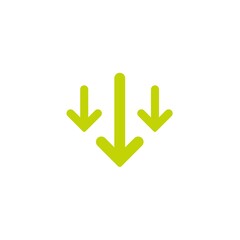 three green arrows down icon. download sign. Fall, decrease