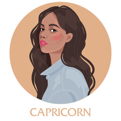 illustration of capricorn astrological sign as a beautiful girls. zodiac vector illustration isolate