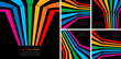 Rainbow stripes on black backgrounds set. Colorful rainbow lines. Gay emblem. Vector illustration.