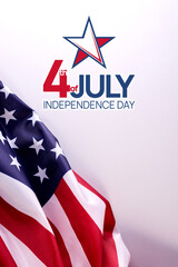 Independence Day banner with Flag of United states of America and 4th of July.