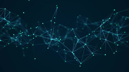 Wall Mural - Network connection structure. Digital background with dots and lines. Big data visualization. 3D rendering.
