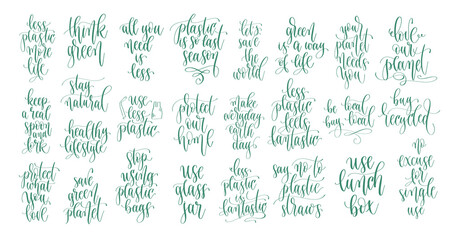 Wall Mural - set of 25 go green quotes calligraphy designs