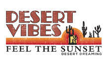 Desert Vibes With Cactus Sunset Vector T-shirt Design For Apparel. Cactus Vibes Artwork Design For Printing. 