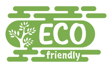 Wall Mural - Eco friendly green badge with tree 