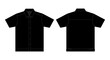 Black Short Sleeve Technician Shirt Template Vector On White Background.Front And Back View.