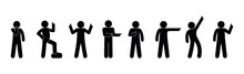 People Point Direction With Finger, Stick Figure Human Silhouette, Isolated Icons Man