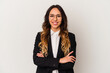© Asier - Young mexican business woman isolated on white background who feels confident, crossing arms with determination.