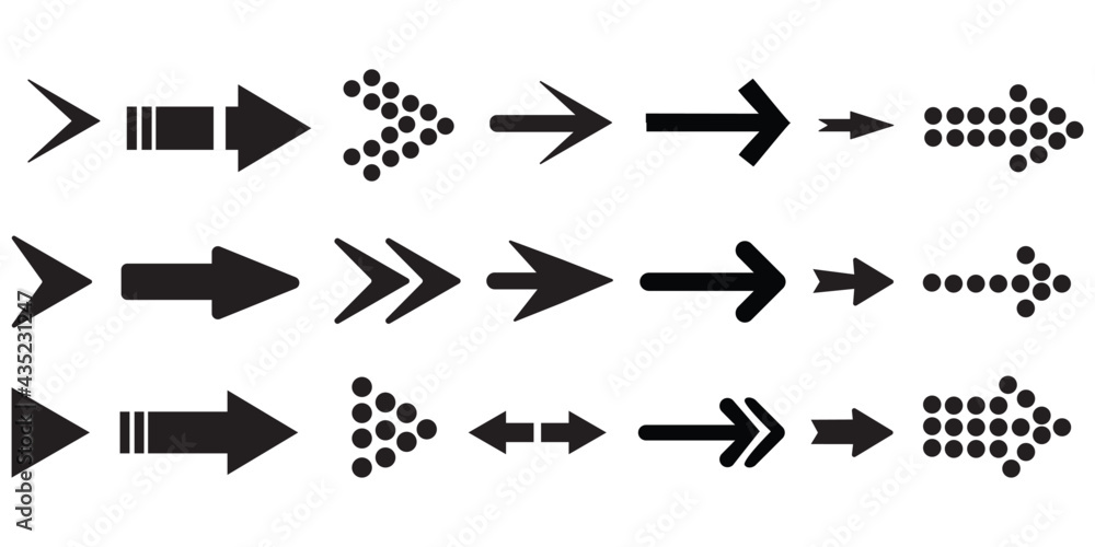 Vector Invisable Arrows Set of black vector arrows, vector illustration collection of arrows ...
