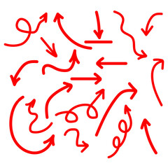  Isolated vector arrows drawn by hand on a white background,vector  set