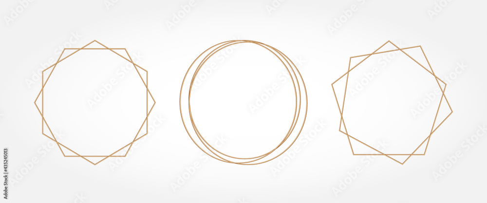 Gold geometry. Frames for text.
Wedding invitation. Circle. - obrazy, fototapety, plakaty 