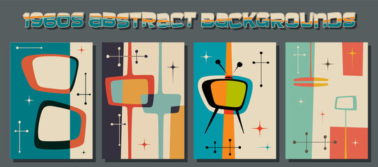 Wall Mural - 1960s abstract backgrounds, mid century modern shapes and retro colors
