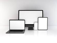 Realistic Mockup Of Multiple Responsive Devices 3D Illustration
