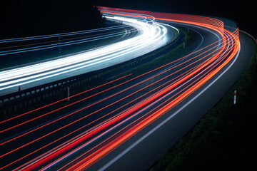 abstract red car lights at night. long exposure