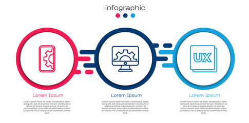 Set line Web development, and UI or UX design. Business infographic template. Vector