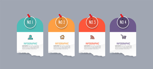 Poster - Infographic element with note papers style template .	

