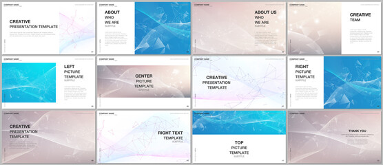 Presentation design vector templates, multipurpose template for presentation slide, flyer, brochure cover, infographic report presentation. Wave flow background for science or medical concept design.